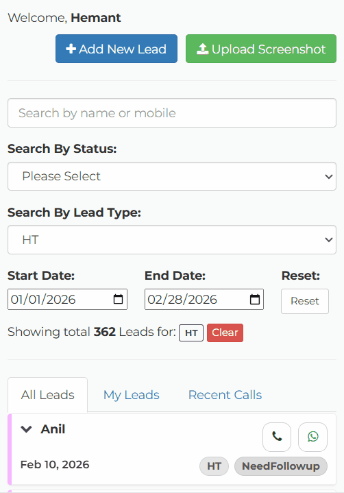 Lead Management Dashboard